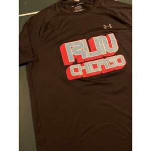 Chicago Marathon Under Armour Tech SS T-Shirt Tee LARGE Running Route Map 26.2
